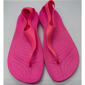 Crocs Serena Sexi Flip Flop Sandals Size 11 Hot Pink T-Strap Open Water Shoes